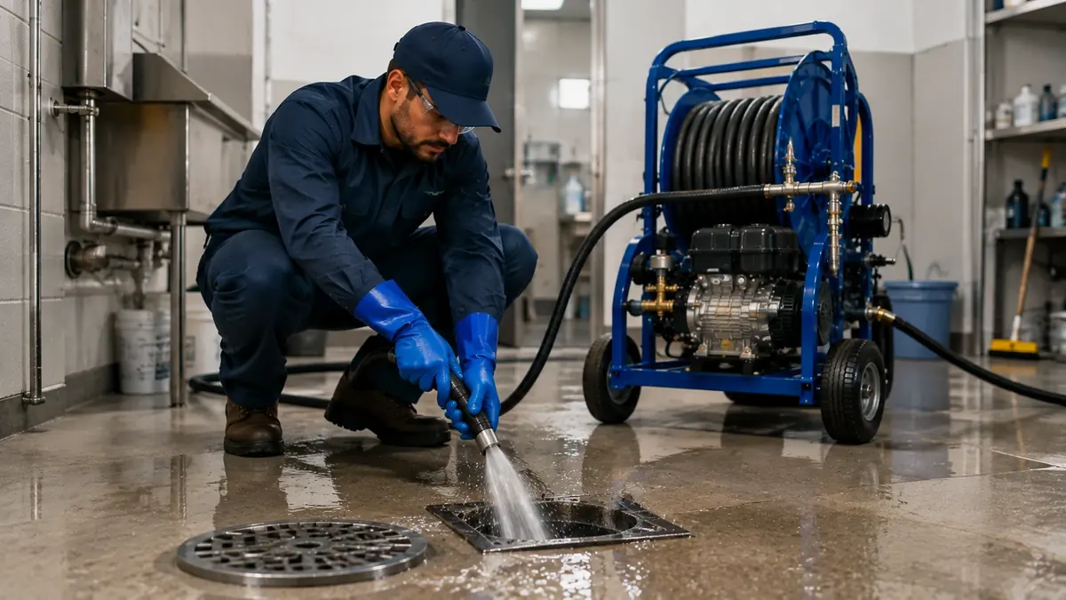 Floor Drain Hydro Jet Cleaning in Pixley
